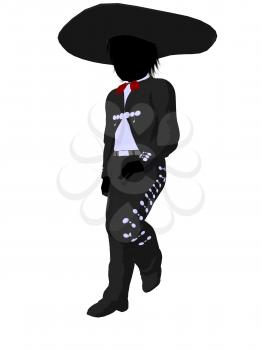 Royalty Free Clipart Image of a Mexican Boy Wearing a Sombrero