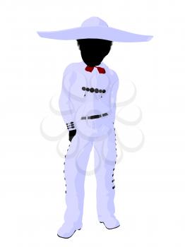 Royalty Free Clipart Image of a Mexican Boy Wearing a Sombrero