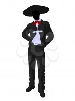 Royalty Free Clipart Image of a Man Wearing a Sombrero