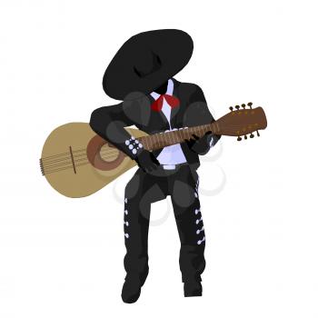 Royalty Free Clipart Image of a Mexican Man With a Guitar