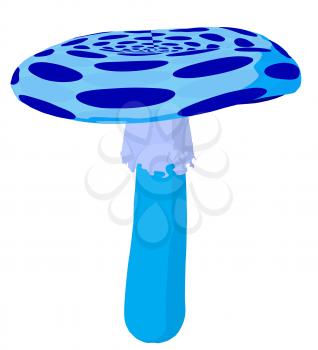 Royalty Free Clipart Image of a Blue Polka Dot Toadstool