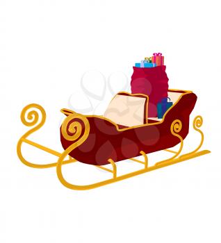 Santas christmas sleigh on a white background