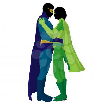 Royalty Free Clipart Image of a Superhero Couple