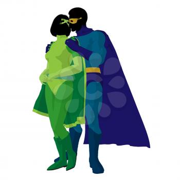 Royalty Free Clipart Image of a Superhero Couple