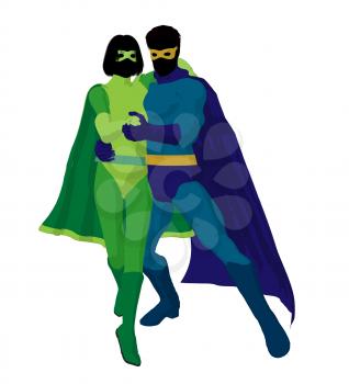 Royalty Free Clipart Image of a Superhero Couple