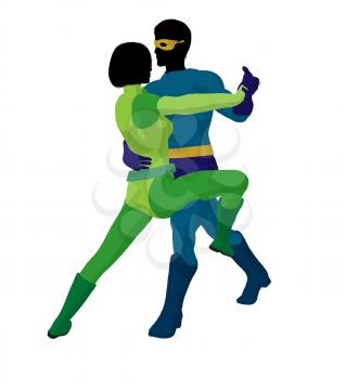 Royalty Free Clipart Image of a Superhero Couple