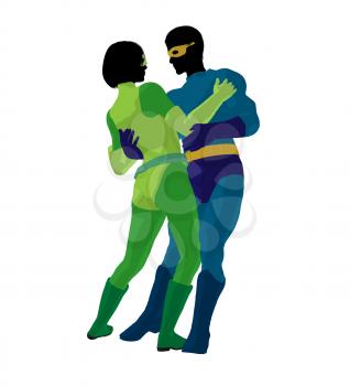 Royalty Free Clipart Image of a Superhero Couple