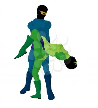 Royalty Free Clipart Image of a Superhero Couple