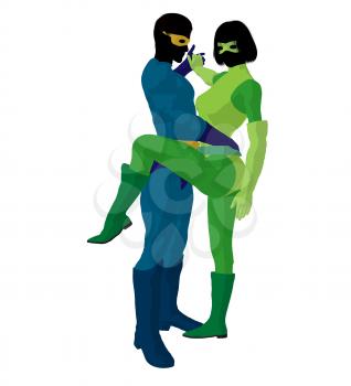 Royalty Free Clipart Image of a Superhero Couple