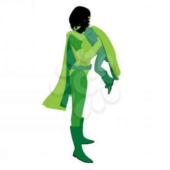 Royalty Free Clipart Image of a Superhero Mother and Daughter