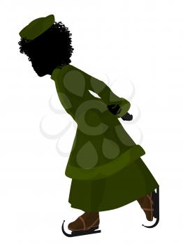 Royalty Free Clipart Image of a Victorian Girl Skating