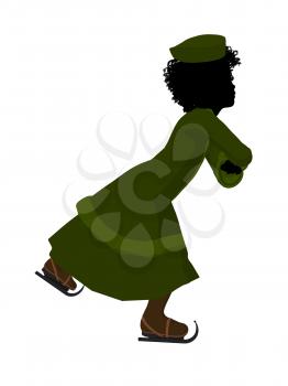 Royalty Free Clipart Image of a Victorian Girl Skating