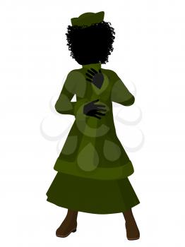 African american victorian girl art illustration silhouette on a white background