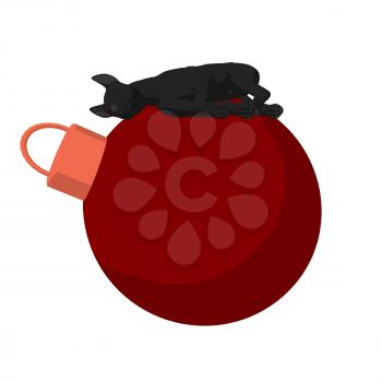 Royalty Free Clipart Image of a Black Dog on an Ornament