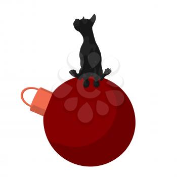 Royalty Free Clipart Image of a Black Dog on an Ornament