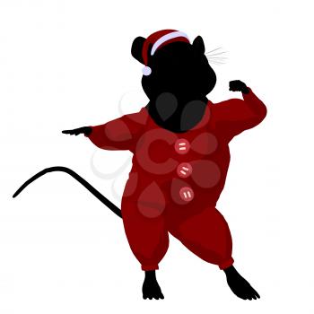 Royalty Free Clipart Image of a Mouse in Christmas Pyjamas