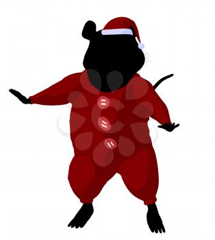 Royalty Free Clipart Image of a Mouse in Christmas Pyjamas