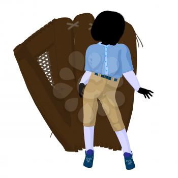 Royalty Free Clipart Image of a Girl With a Ball Glove