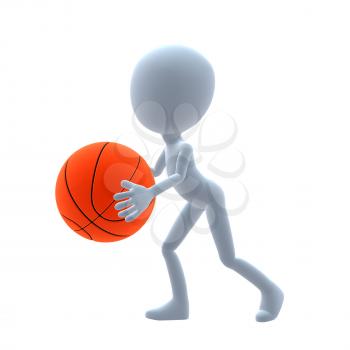 Royalty Free Clipart Image of a Man Holding a Basketball