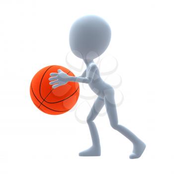 Royalty Free Clipart Image of a Man Holding a Basketball