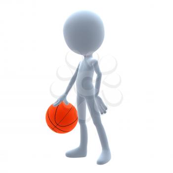 Royalty Free Clipart Image of a Man Holding a Basketball