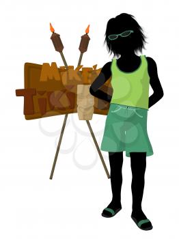 Royalty Free Clipart Image of a Boy With a Tiki