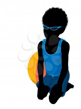 Royalty Free Clipart Image of a Boy With a Beach Ball