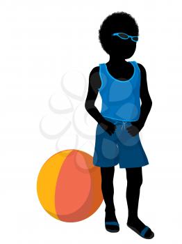 Royalty Free Clipart Image of a Boy With a Beach Ball