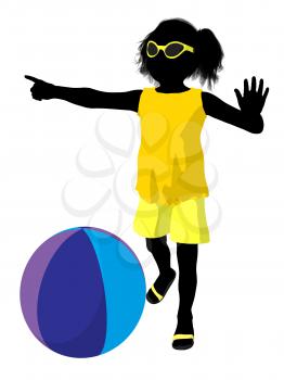 Royalty Free Clipart Image of a Girl With a Beach Ball
