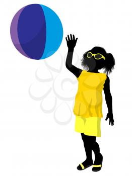 Royalty Free Clipart Image of a Girl With a Beach Ball