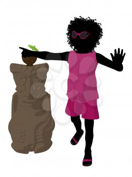 Royalty Free Clipart Image of a Girl With a Tiki