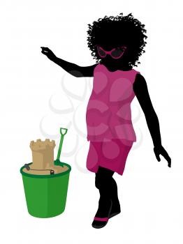 Royalty Free Clipart Image of a Girl With Sand Toys