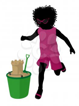 Royalty Free Clipart Image of a Girl With Sand Toys