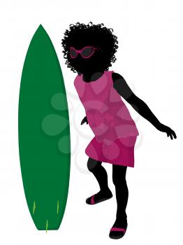 Royalty Free Clipart Image of a Girl With a Surfboard