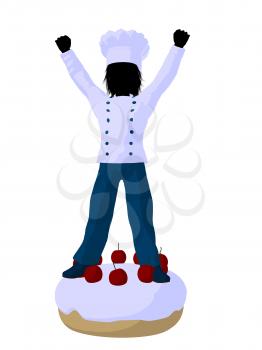 Royalty Free Clipart Image of a Boy on a Cake