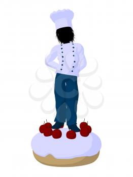 Royalty Free Clipart Image of a Boy on a Cake