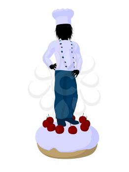 Royalty Free Clipart Image of a Boy on a Cake