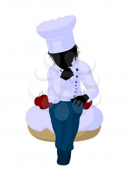 Royalty Free Clipart Image of a Boy on a Cake