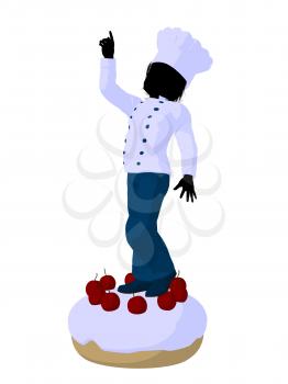 Royalty Free Clipart Image of a Boy on a Cake