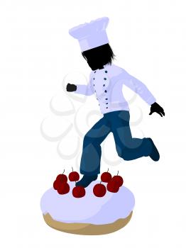 Royalty Free Clipart Image of a Boy on a Cake