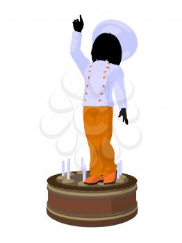 Royalty Free Clipart Image of a Girl Chef on a Cake