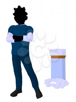 Royalty Free Clipart Image of a Girl Doctor Beside Pills