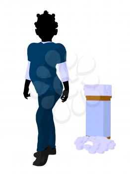 Royalty Free Clipart Image of a Girl Doctor Beside Pills