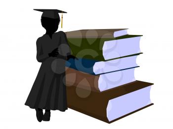 Royalty Free Clipart Image of a Graduate With a Pile of Books