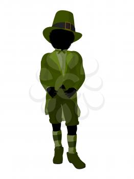 Royalty Free Clipart Image of a Leprechaun Girl Silhouette