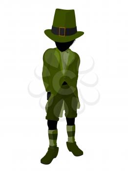 Royalty Free Clipart Image of a Leprechaun Girl Silhouette