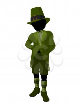 Royalty Free Clipart Image of a Leprechaun Girl Silhouette