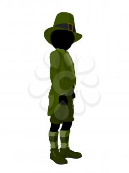 Royalty Free Clipart Image of a Leprechaun Girl Silhouette