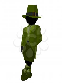 Royalty Free Clipart Image of a Leprechaun Girl Silhouette