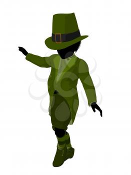 Royalty Free Clipart Image of a Leprechaun Girl Silhouette